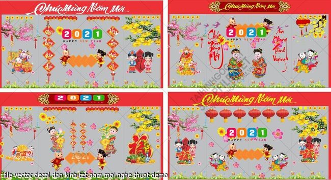 file vector decal dan kinh tet nam moi nghe thuat